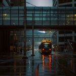 yellow and black bus on road during night time